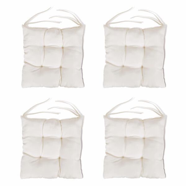 vidaXL Kėdės pagalvėlės, 4vnt., 40x40x8cm, kreminė