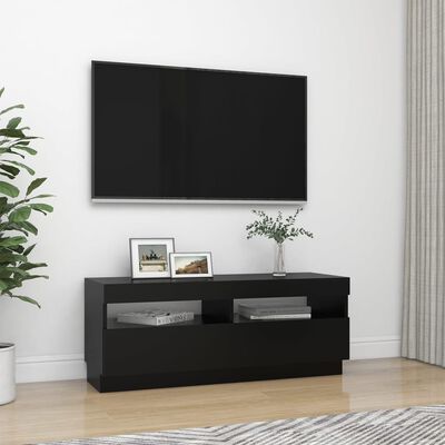 vidaXL Televizoriaus spintelė su LED apšvietimu, juoda, 100x35x40cm