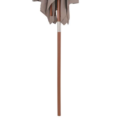 vidaXL Lauko skėtis su mediniu stulpu, 150x200cm, taupe spalvos
