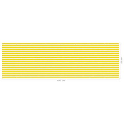 vidaXL Balkono pertvara, geltonos ir baltos spalvos, 120x400cm, HDPE
