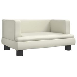 vidaXL Vaiki&scaron;ka sofa, kreminės spalvos, 60x40x30cm, dirbtinė oda