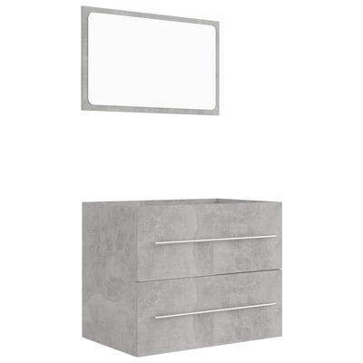 vidaXL Vonios baldų komplektas, 2 dalių, betono pilkas, mediena