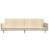vidaXL Dvivietė sofa-lova su pakoja, kreminės spalvos, audinys