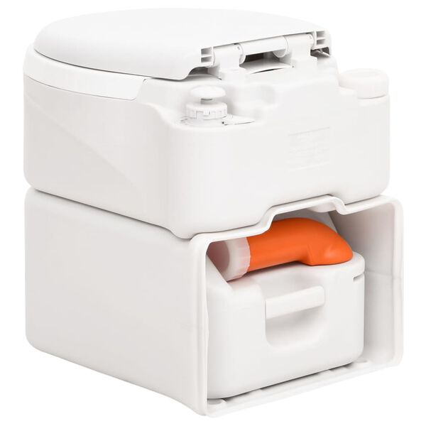 vidaXL Integruotas stovyklavimo tualetas, baltas, 24+17l, HDPE/PP