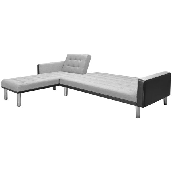 vidaXL Kampinė sofa lova, 218x155x69 cm, juodos ir pilkos spalvos