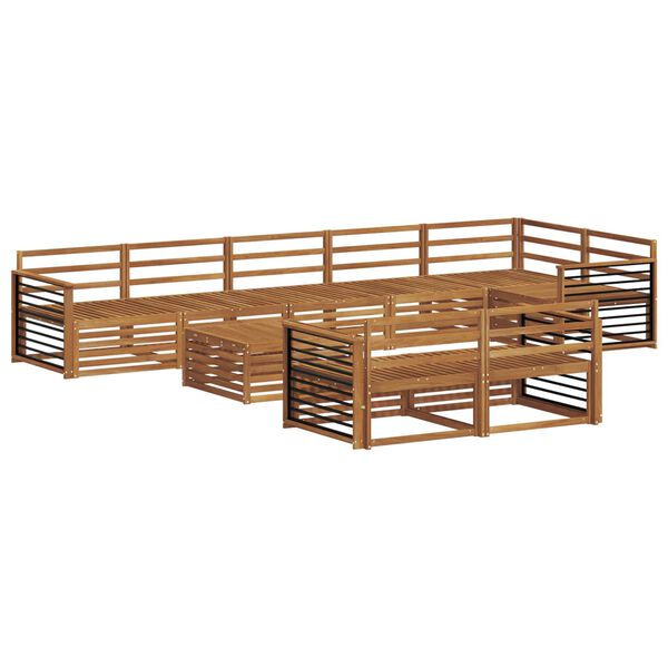 vidaXL Lauko sofos komplektas 9 pcs Natūrali