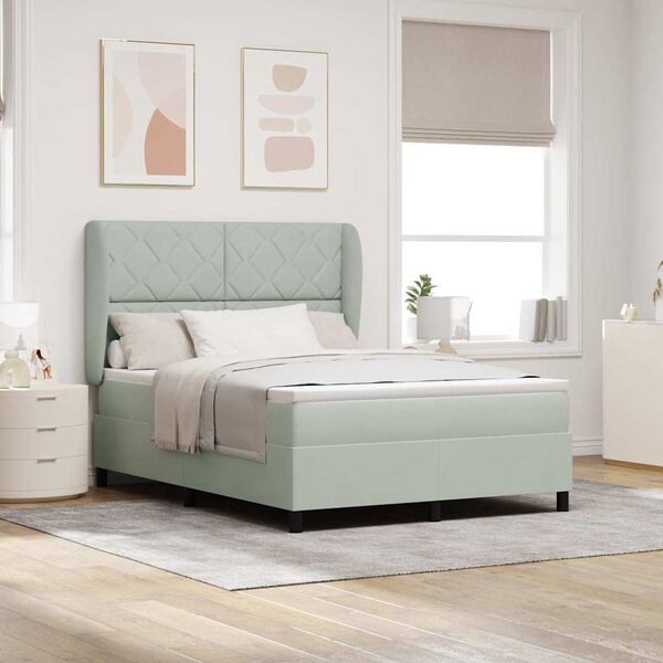 vidaXL Kiemas lova su čiužiniu &Scaron;viesiai pilka 200 x 140 cm Poliesteris