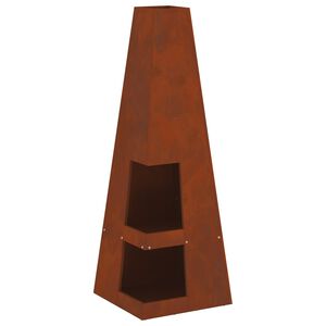 vidaXL Laužavietė Ruda 35 x 35 x 100 cm Oro sąlygoms atsparus plienas