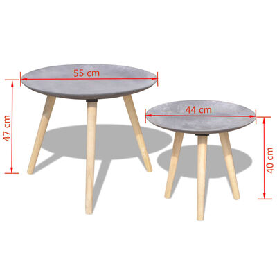 vidaXL 2 d. Kavos staliukų komplektas, 55 cm&44 cm, betono pilka sp.