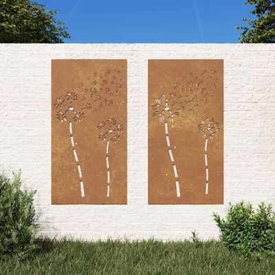 vidaXL Sodo sienos dekoracija, 2 dalių, 105x55cm, corten plienas