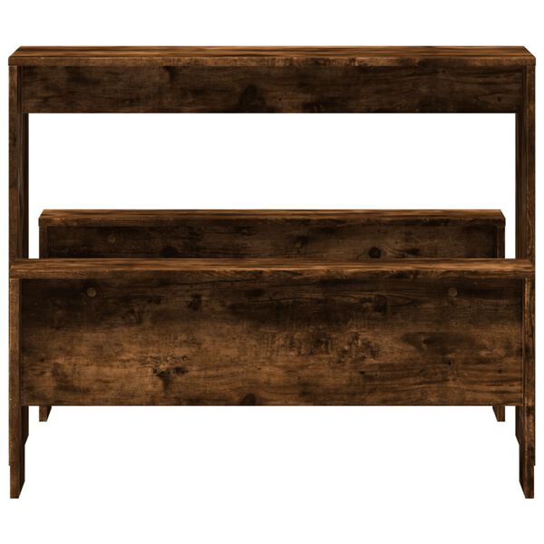 vidaXL Valgomojo stalo ir suolų komplektas, 3 dalių, dūminio ąžuolo