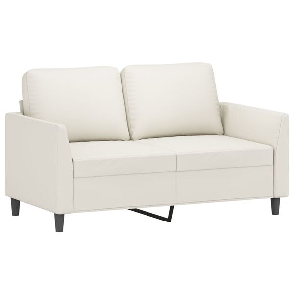 vidaXL Dvivietė sofa, kreminės spalvos, 120cm, dirbtinė oda