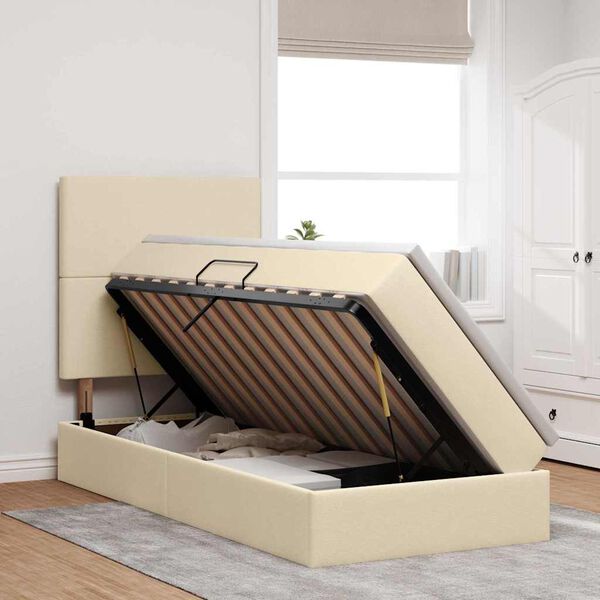 vidaXL Lova su daiktų laikymo vieta ir LED su LED Kremas 100 x 200 cm