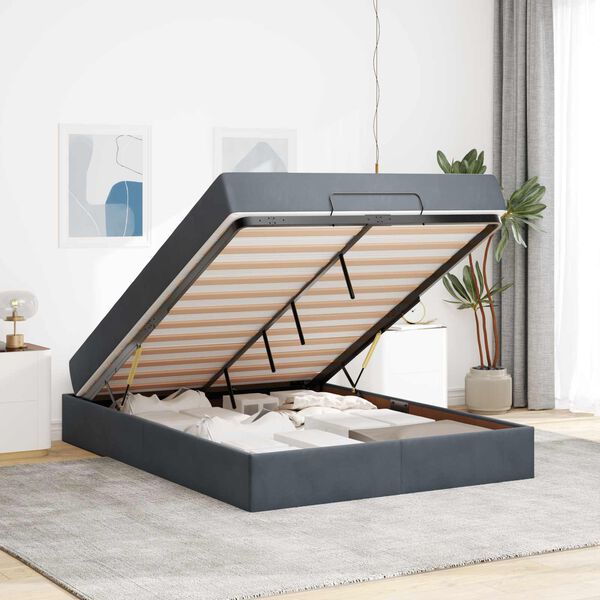 vidaXL Lovos rėmas su čiužiniu su čiužiniu 2 pcs Blanki pilka Aksomas