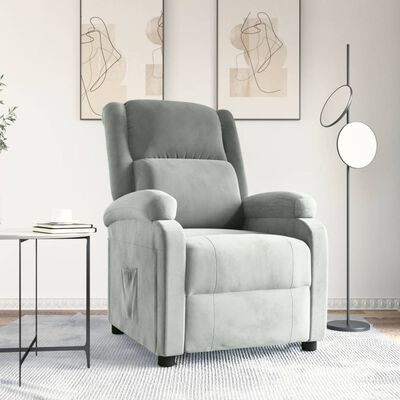 vidaXL Atlošiamas krėslas, šviesiai pilkos spalvos, aksomas