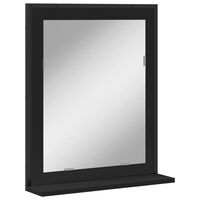 vidaXL Vonios veidrodis su lentyna, juodas, 50x12x60cm, mediena