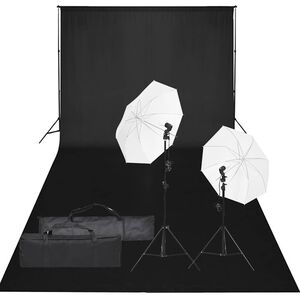 vidaXL Fotostudijos rinkinys su ap&scaron;vietimo rinkiniu ir fonu