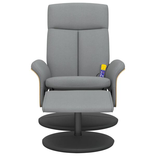 vidaXL Atlo&scaron;iama masažinė kėdė su pakoja, &scaron;viesiai pilka, audinys