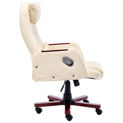 vidaXL Biuro kėdė, kreminės spalvos, dirbtinė oda