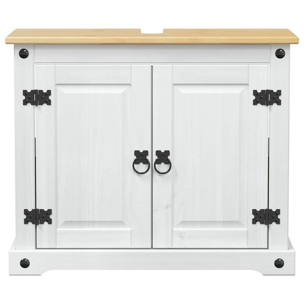 vidaXL Praustuvo spintelė Balta 73 x 33 x 60 cm Kietos pu&scaron;ies mediena