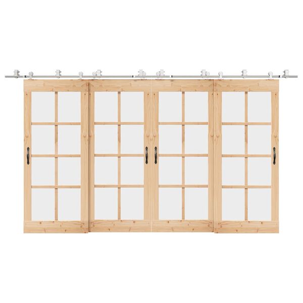 vidaXL Stumdomų durų įrangos rinkinys, sidabr., 400cm, nerūd. plien.