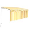 vidaXL Markizė su uždanga/LED/vėjo jutikliu, geltona/balta, 3,5x2,5m