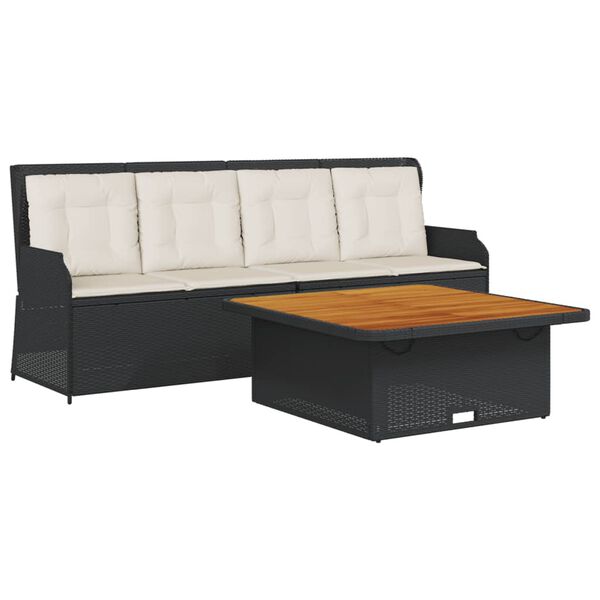 vidaXL Sodo komplektas su pagalvėlėmis, 3 dalių, juodas, poliratanas