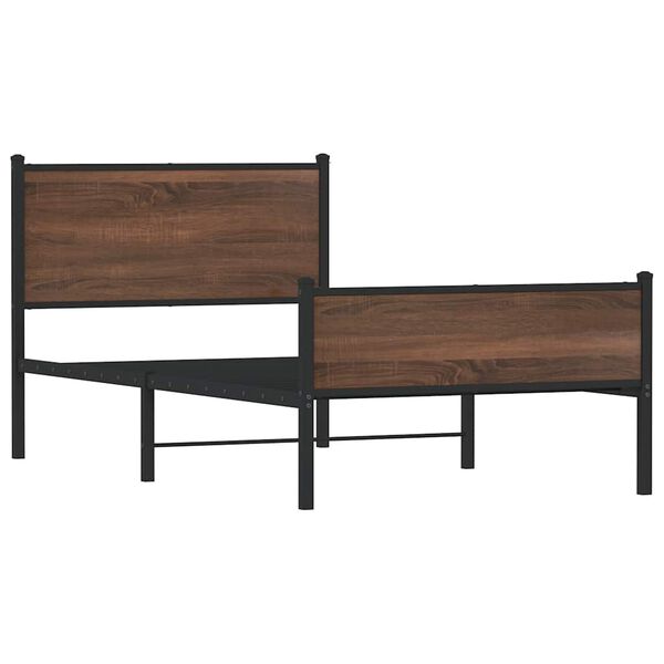 vidaXL Lovos rėmas be čiužinio, rudas ąžuolo, 100x200cm, metalas