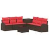 vidaXL Sofos komplektas 8 vnt. Ruda ir raudona 55 x 55 x 37 cm