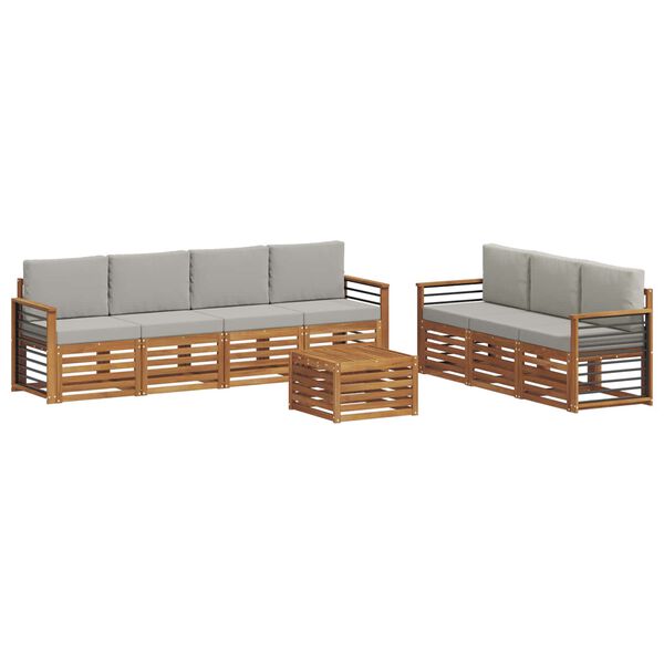 vidaXL Sofų komplektai su pagalve 8 pcs Natūrali ir &scaron;viesiai pilka