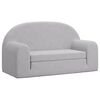 vidaXL Vaiki&scaron;ka dvivietė sofa-lova, &scaron;viesiai pilka, mink&scaron;tas pliu&scaron;as