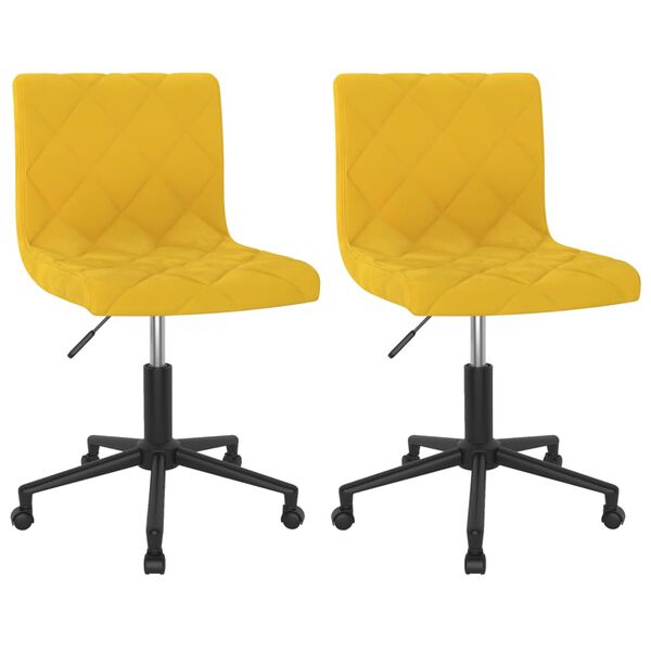 vidaXL Pasukamos valgomojo kėdės, 2vnt., garstyčių geltonos, aksomas