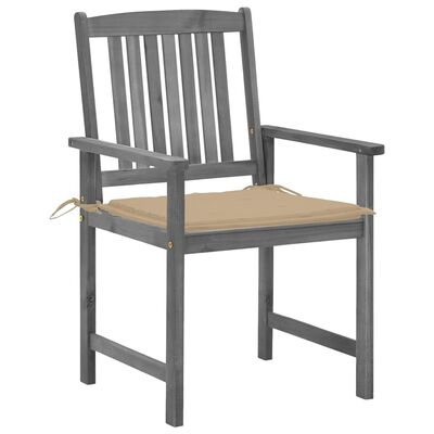vidaXL Sodo kėdės su pagalvėlėmis, 4vnt., pilkos, akacijos masyvas