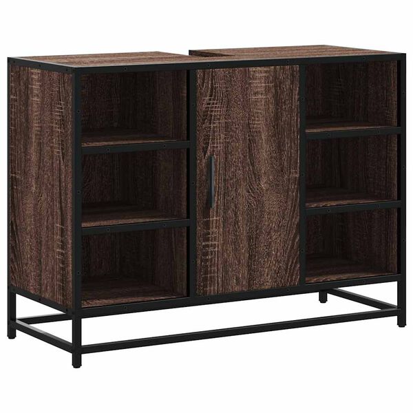 vidaXL Vonios spintelė praustuvui, ruda ąžuolo, 80x33x60cm, mediena