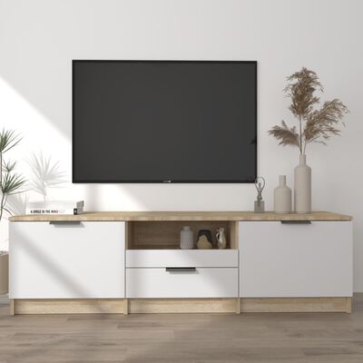 vidaXL Televizoriaus spintelė, balta/ąžuolo, 140x35x40cm, mediena