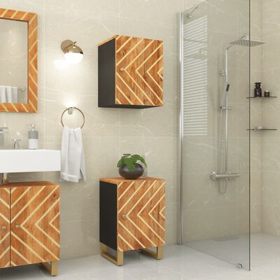 vidaXL Sieninė vonios kambario spintelė, ruda ir juoda, mango masyvas