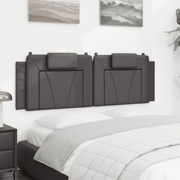 vidaXL Galvūgalio pagalvėlė, Viana, pilkos spalvos, 160cm, dirbtinė oda