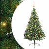 vidaXL Dirbtinis prie&scaron;&scaron;ventinis eglutė su &scaron;viesomis Žalia 180 cm PVC