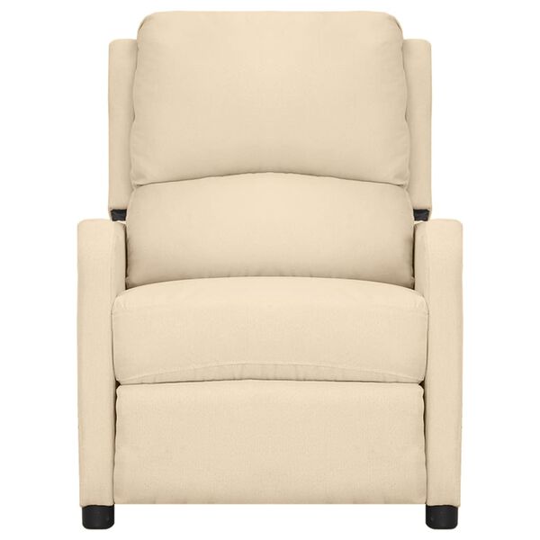 vidaXL Atsistojantis masažinis krėslas, kreminės spalvos, audinys