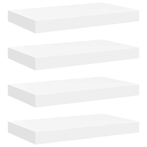 vidaXL Pakabinamos sieninės lentynos, 4vnt., baltos, 40x23,5x3,8cm, MDF