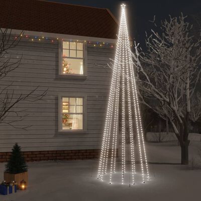 vidaXL Kalėdų eglutė su kuoliuku, 800cm, 1134 šaltos baltos LED