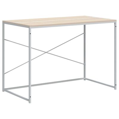 vidaXL Kompiuterio stalas, baltas ir ąžuolo, 110x60x70cm, mediena