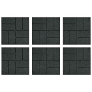 vidaXL Žingsnių akmuo 6 pcs Juodas 40,5 x 40,5 x 2 cm Guma