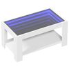 vidaXL Kavos staliukas su LED, baltas, 93x53x45cm, apdirbta mediena