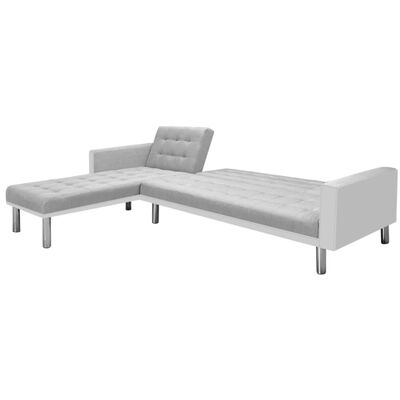 vidaXL Kampinė sofa lova, 218x155x69 cm, baltos ir pilkos spalvos