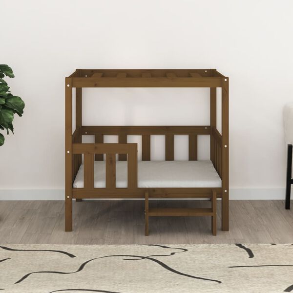 vidaXL Lova &scaron;unims, medaus ruda, 95,5x73,5x90cm, pu&scaron;ies masyvas