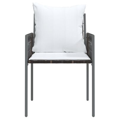 vidaXL Sodo kėdės su pagalvėmis, 2vnt., rudos, 54x61x83cm, poliratanas