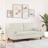 vidaXL Dvivietė sofa su pagalvėlėmis, kreminės spalvos, 140cm, aksomas