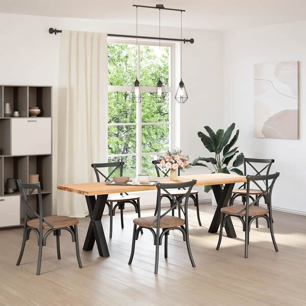 vidaXL Valgomojo stalo kojos, X formos, 2 vnt., juodos, 50x(72-73) cm, plienas