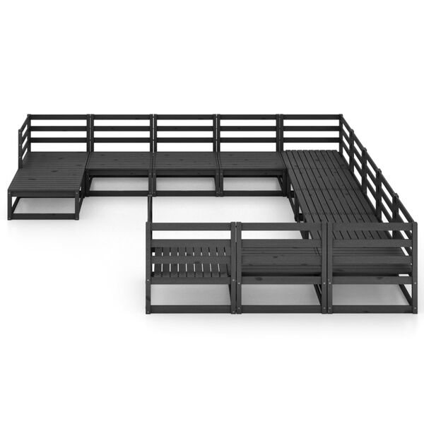 vidaXL Sodo poilsio baldų komplektas, 12 dalių, pušies masyvas